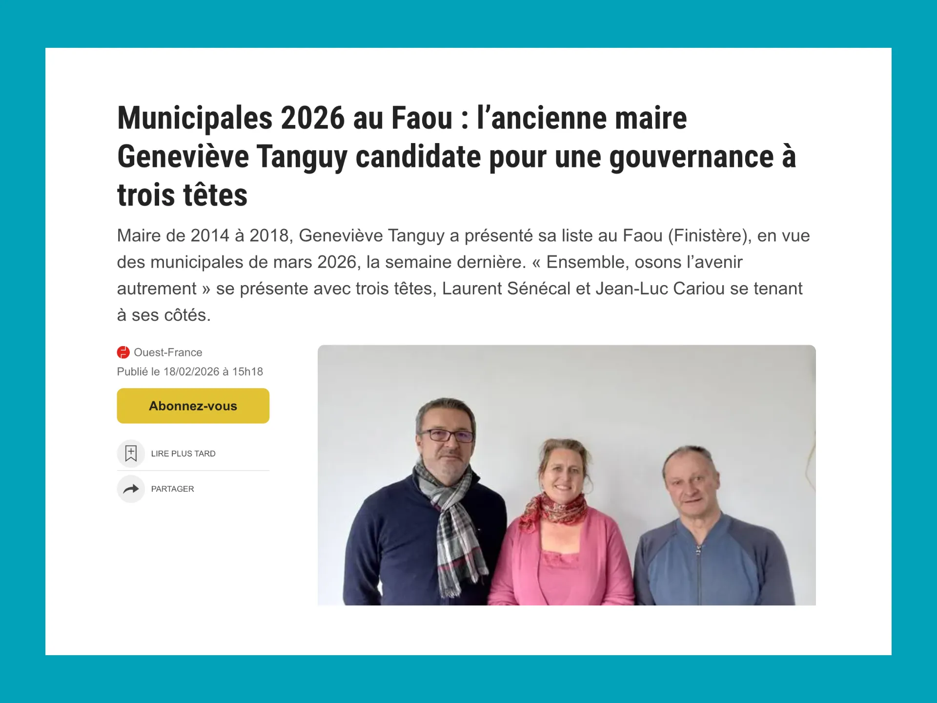Parution Ouest France